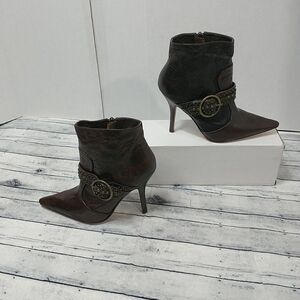 Joey O Womens Leather Ankle Booties Size 5.5 M Brown